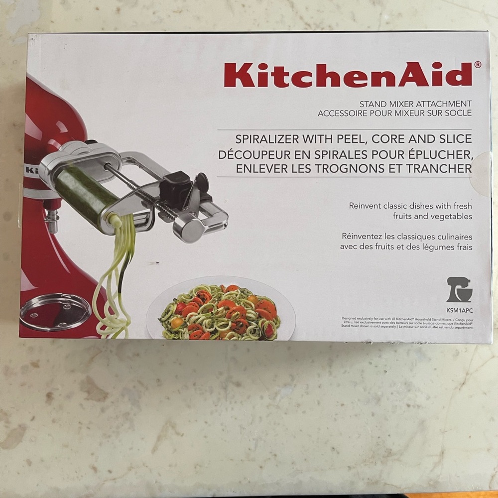 NEW Kitchen Aid spiralizer attachment, in box, with user guide. Never used.